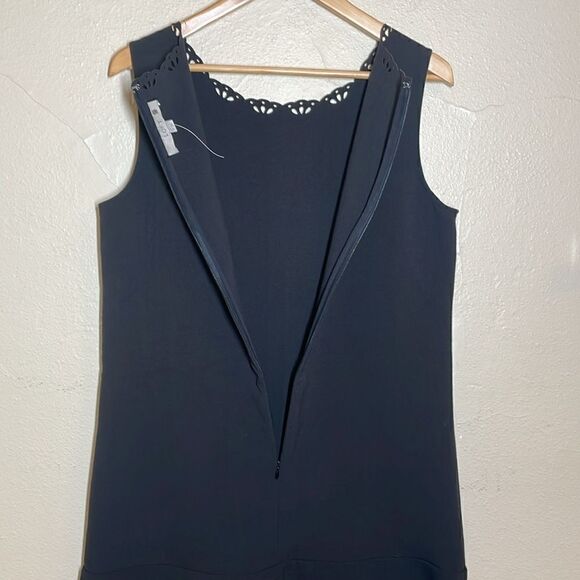 Loft Anne Taylor Black Scallop Trim Classic Fit & Flare Dress size 10 - Picture 6 of 8